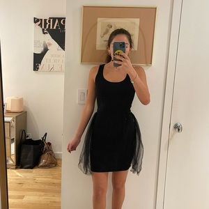 MOSCHINO Couture Ribbed Mini Dress with Detachable Tulle Skirt